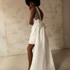 Jenny Yoo Elegant White Bow-Back Dress